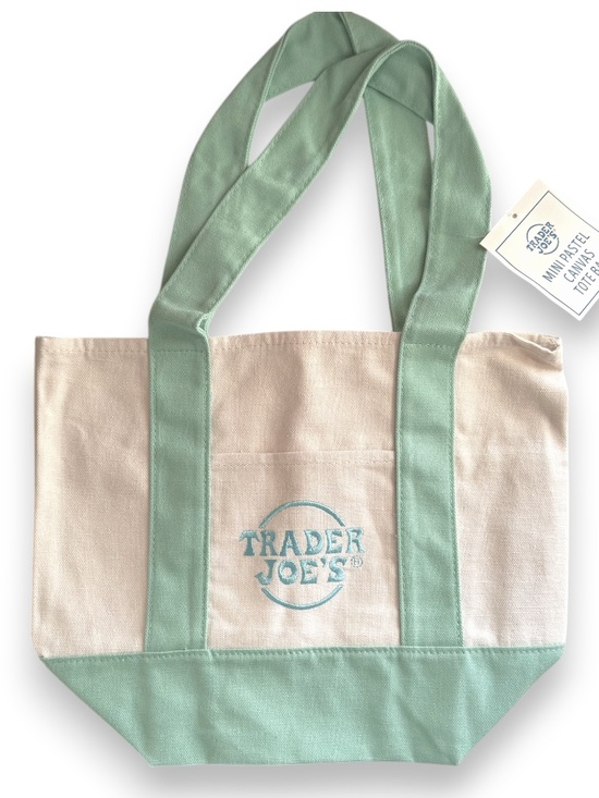 Trader Joe'S Handbags - TRADER JOE'S Mini Pastel Canvas Tote Bag Teal NWT